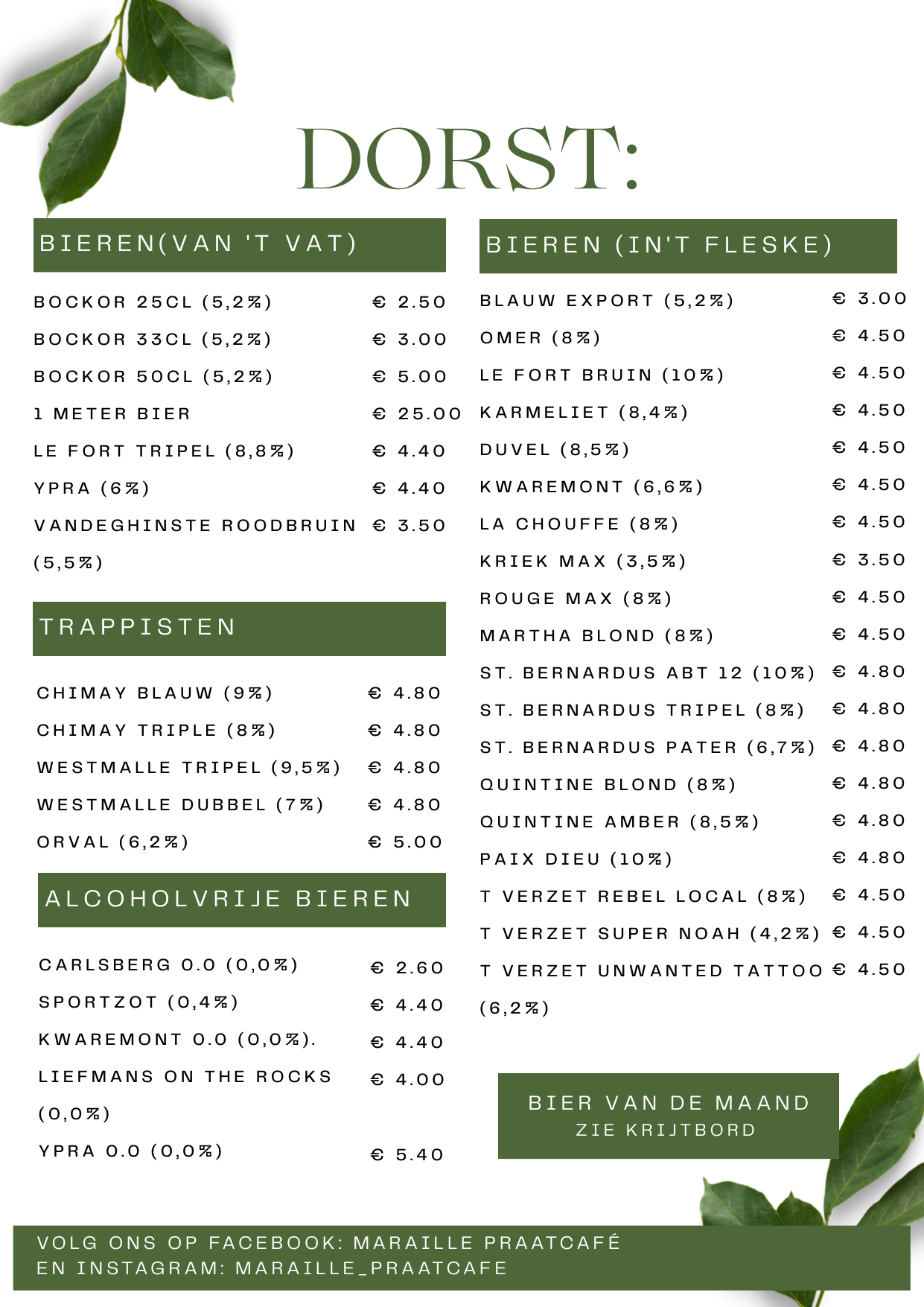 Menukaart van Maraille, pagina 2
